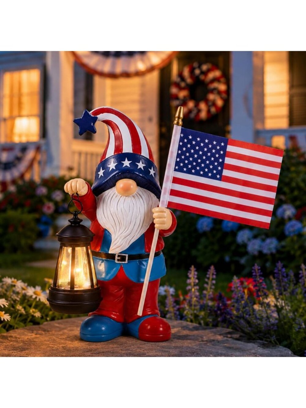 Solar Garden Gnome Statues - Outdoor Lawn Ornaments & Sculptures for Home Decor